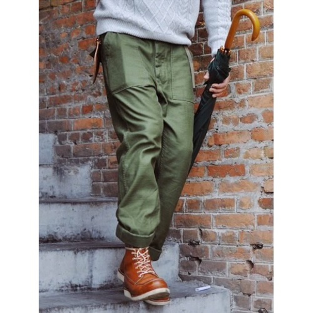 Men's Olive Green Casual Pants - Picture 6 of 6